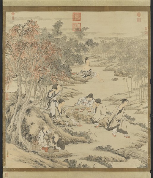 清金廷標竹溪六逸　軸