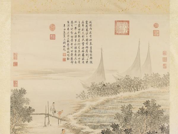 清金廷標罱泥圖　軸