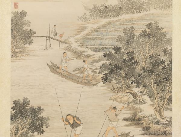 清金廷標罱泥圖　軸