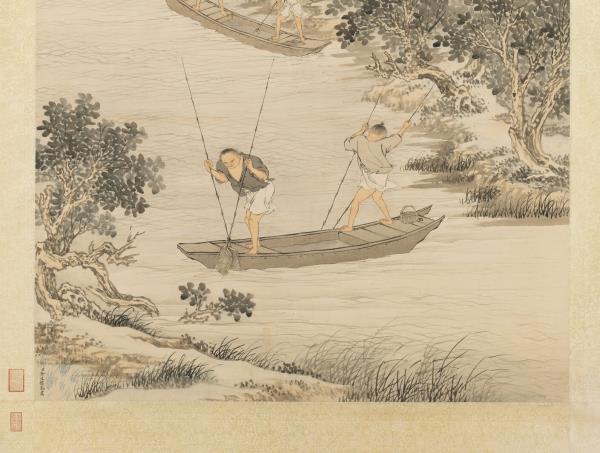 清金廷標罱泥圖　軸