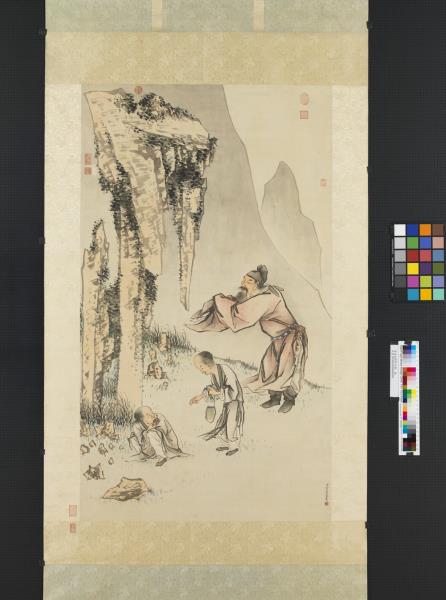 清金廷標拜石圖　軸