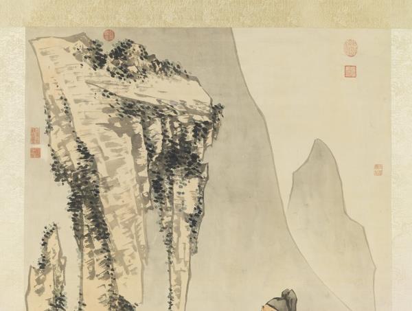 清金廷標拜石圖　軸