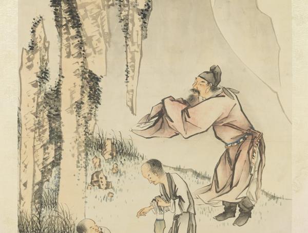 清金廷標拜石圖　軸