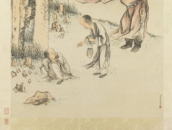 清金廷標拜石圖　軸