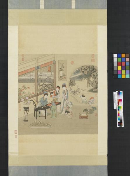 清金廷標畫曹大家授書圖　軸