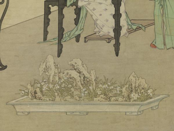 清金廷標畫曹大家授書圖　軸