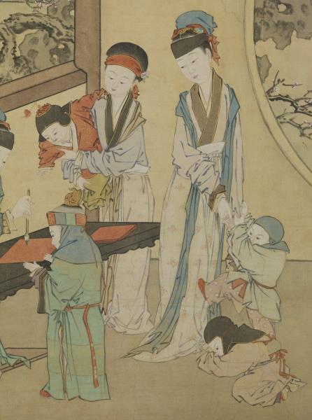 清金廷標畫曹大家授書圖　軸