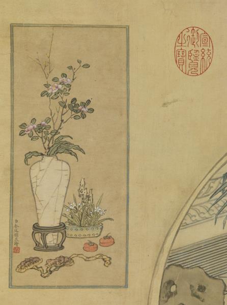 清金廷標畫曹大家授書圖　軸