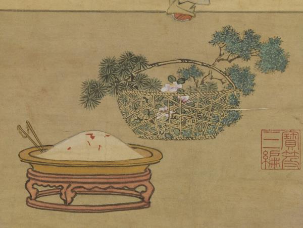 清金廷標畫曹大家授書圖　軸