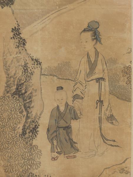 清金廷標孟母移居　軸