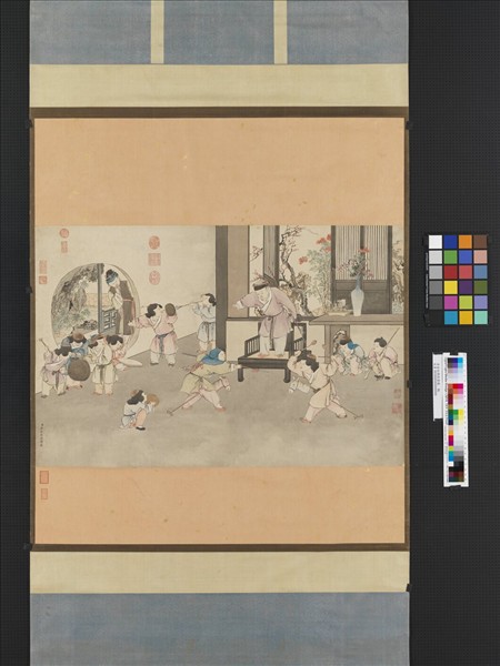 清金廷標戲嬰圖　軸