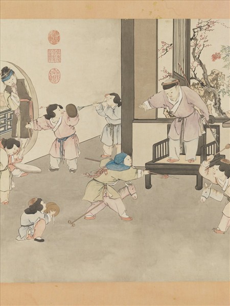 清金廷標戲嬰圖　軸