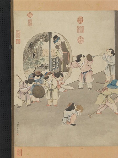 清金廷標戲嬰圖　軸