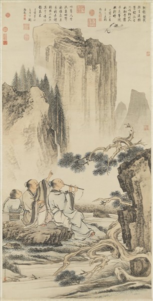 清金廷標吹簫召鶴　軸