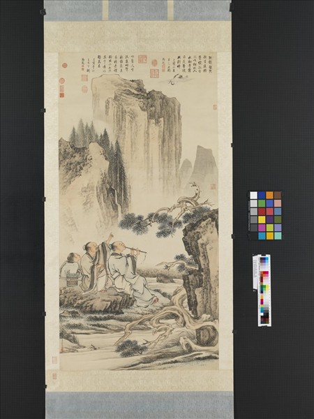 清金廷標吹簫召鶴　軸