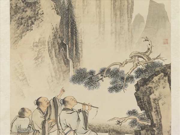 清金廷標吹簫召鶴　軸