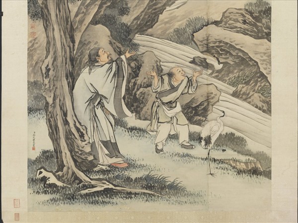 清金廷標放鶴圖　軸