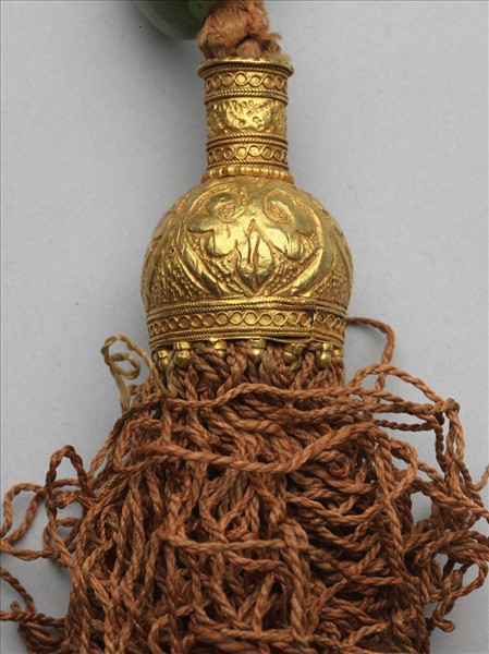 穿金鑲珊瑚松石五色線穗（一副）