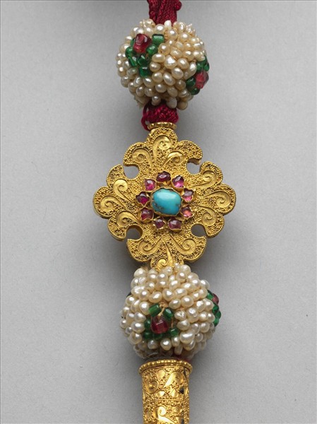 穿金緝珠石紫線穗（一副）