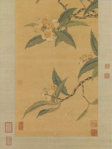 明周之冕枇杷珍禽　軸