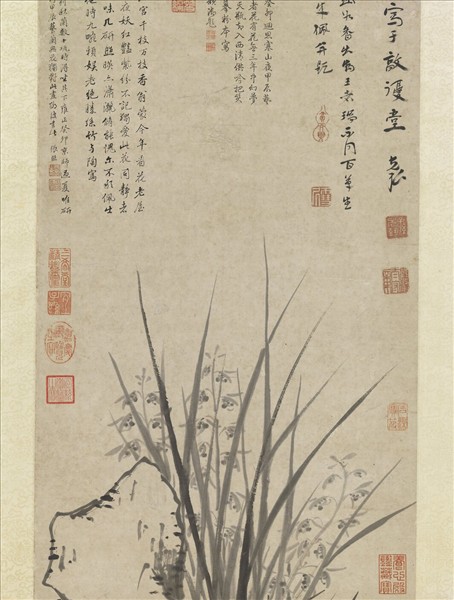 明孫克弘畫盆蘭　軸