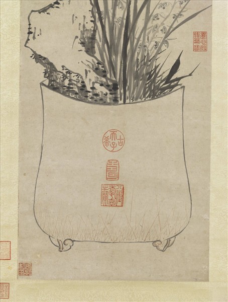 明孫克弘畫盆蘭　軸