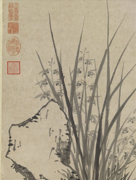 明孫克弘畫盆蘭　軸