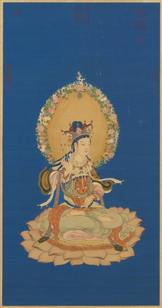 清丁觀鵬畫蓮座文殊像　軸