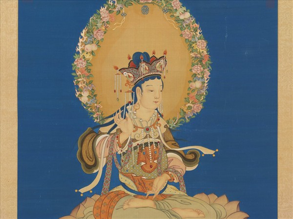 清丁觀鵬畫蓮座文殊像　軸