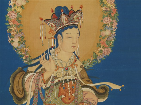 清丁觀鵬畫蓮座文殊像　軸