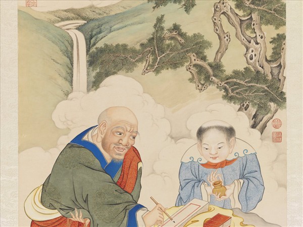 清丁觀鵬畫十六應真像（七）第七嘎納嘎巴薩尊者　軸