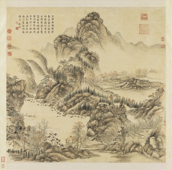 清董邦達畫山水高宗御題　軸