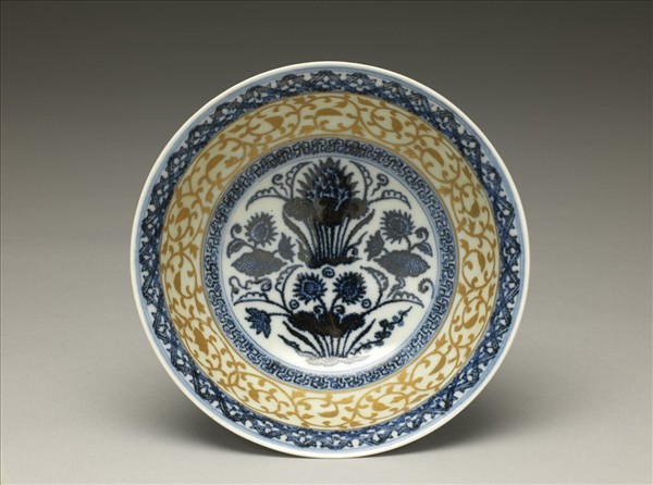 青花蓮塘紋金彩碗