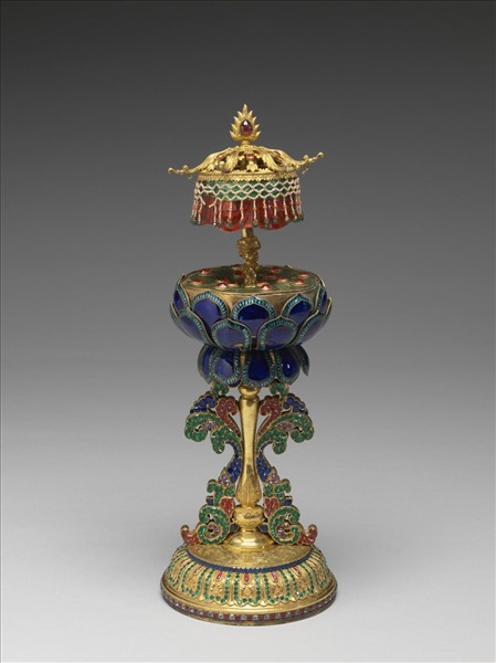 銅鎏金嵌料石八寶-華蓋