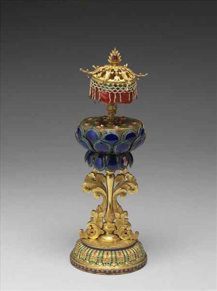 銅鎏金嵌料石八寶-華蓋