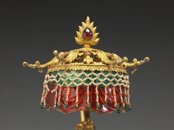 銅鎏金嵌料石八寶-華蓋