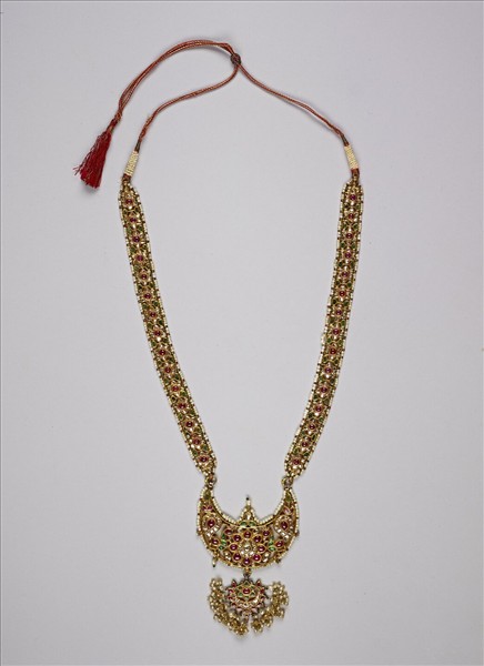 印度 19世紀 多寶石琺瑯黃金大套鍊