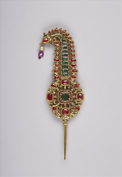 印度 19世紀 黃金嵌寶男子頭飾