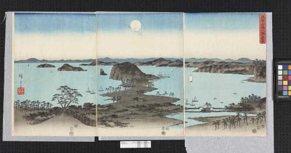 日本江戶時代歌川廣重雪月花 武陽金澤八勝夜景