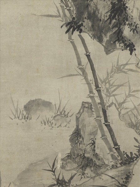 明夏昶奇石修篁圖　軸