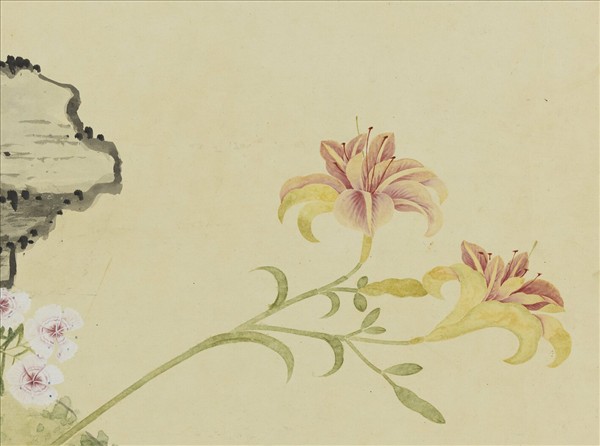 清鄒一桂橅宋苑畫榴下雄雞圖　軸