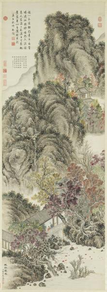 清董邦達楓谿觀瀑高宗御題　軸