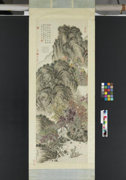 清董邦達楓谿觀瀑高宗御題　軸