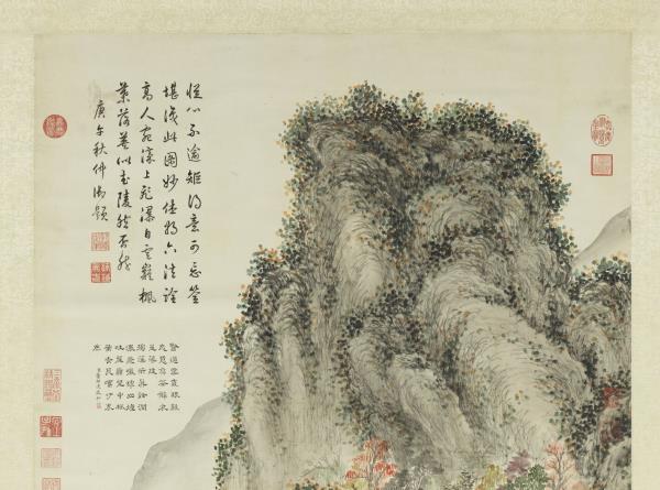 清董邦達楓谿觀瀑高宗御題　軸