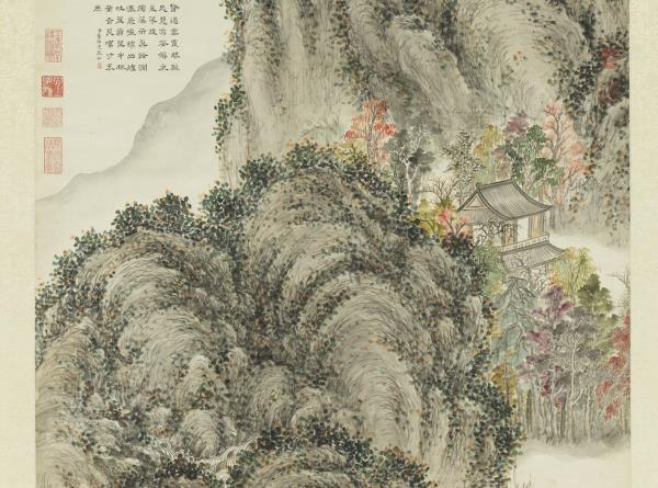 清董邦達楓谿觀瀑高宗御題　軸