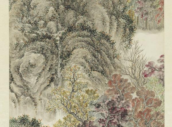 清董邦達楓谿觀瀑高宗御題　軸