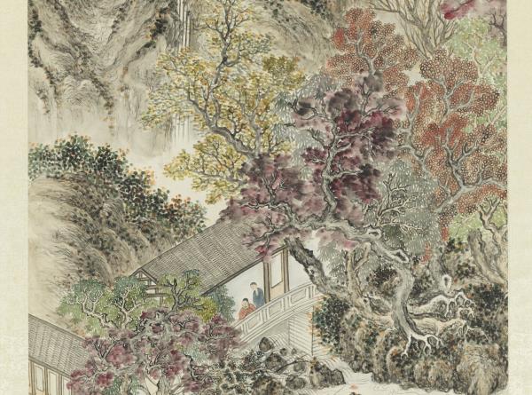 清董邦達楓谿觀瀑高宗御題　軸