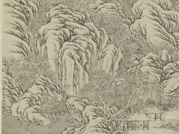 清董邦達雪景高宗御題　軸