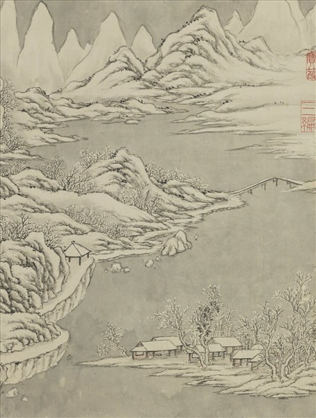 清董邦達雪景高宗御題　軸