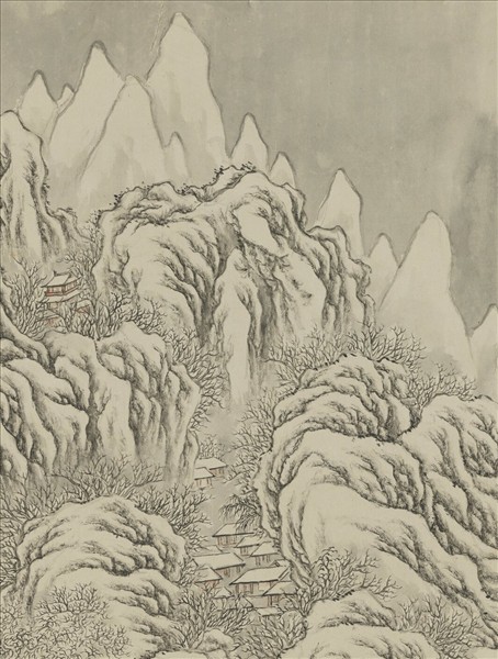 清董邦達雪景高宗御題　軸